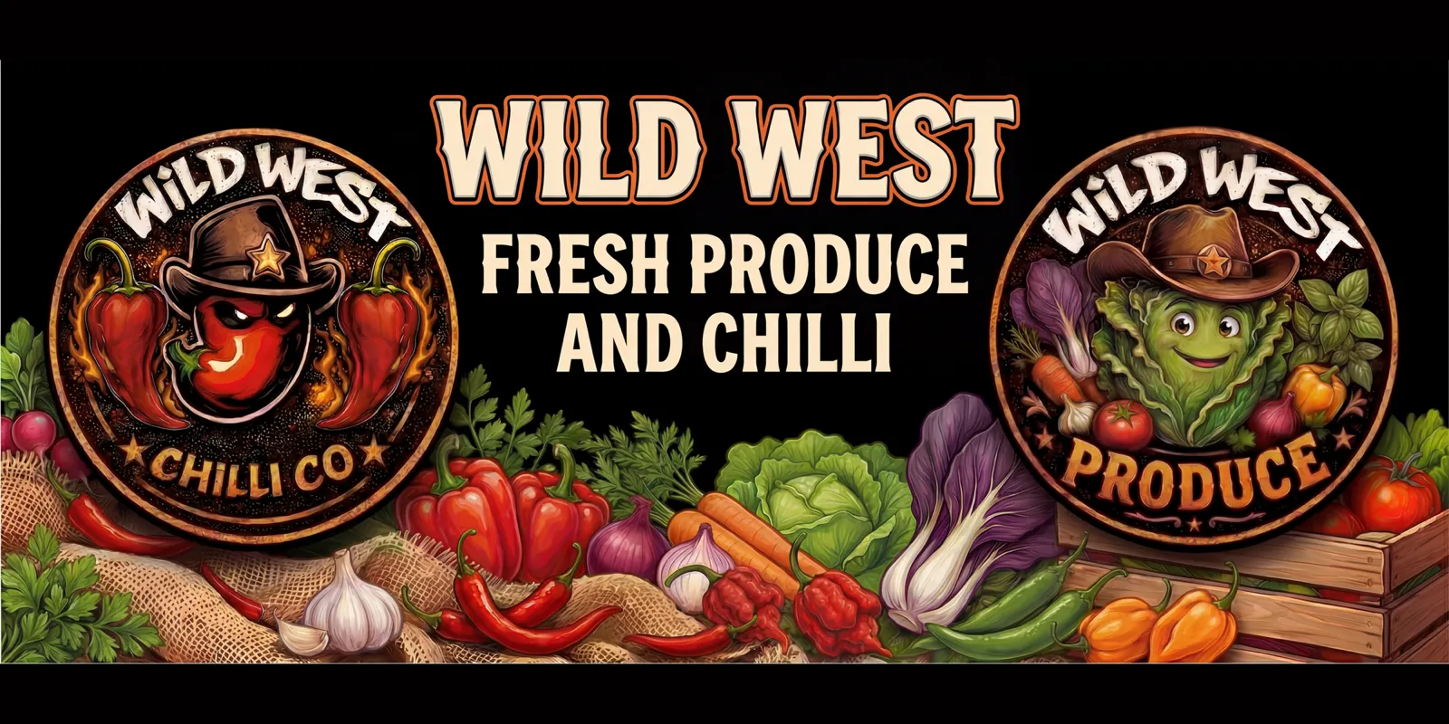 Wild West Chilli Co and Wild West Produce badges